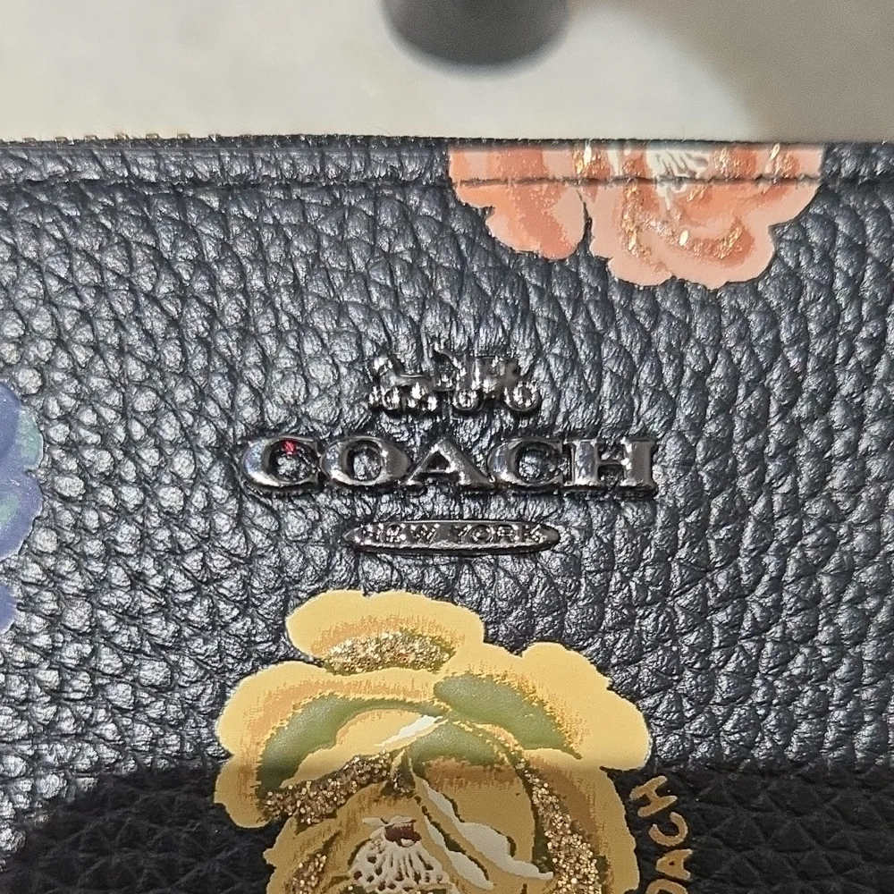 Coach Black Wallet with Multicolor Floral Design - Picture 2 of 6